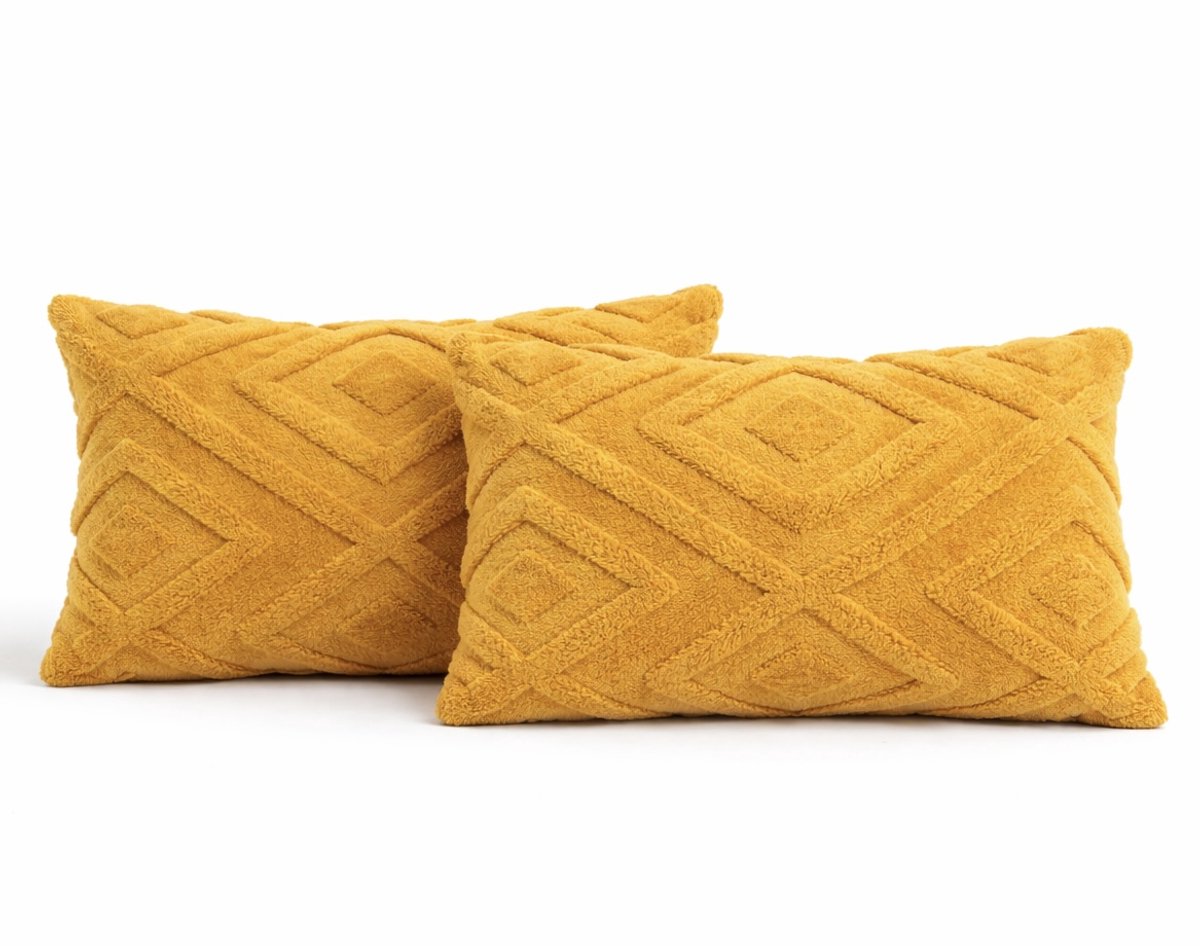 Sierkussens set van 2 30x50 cm Okergeel | Inclusief binnenkussens | Langwerpige, Luxe & Zachte kussens voor Bank & Woonkamer