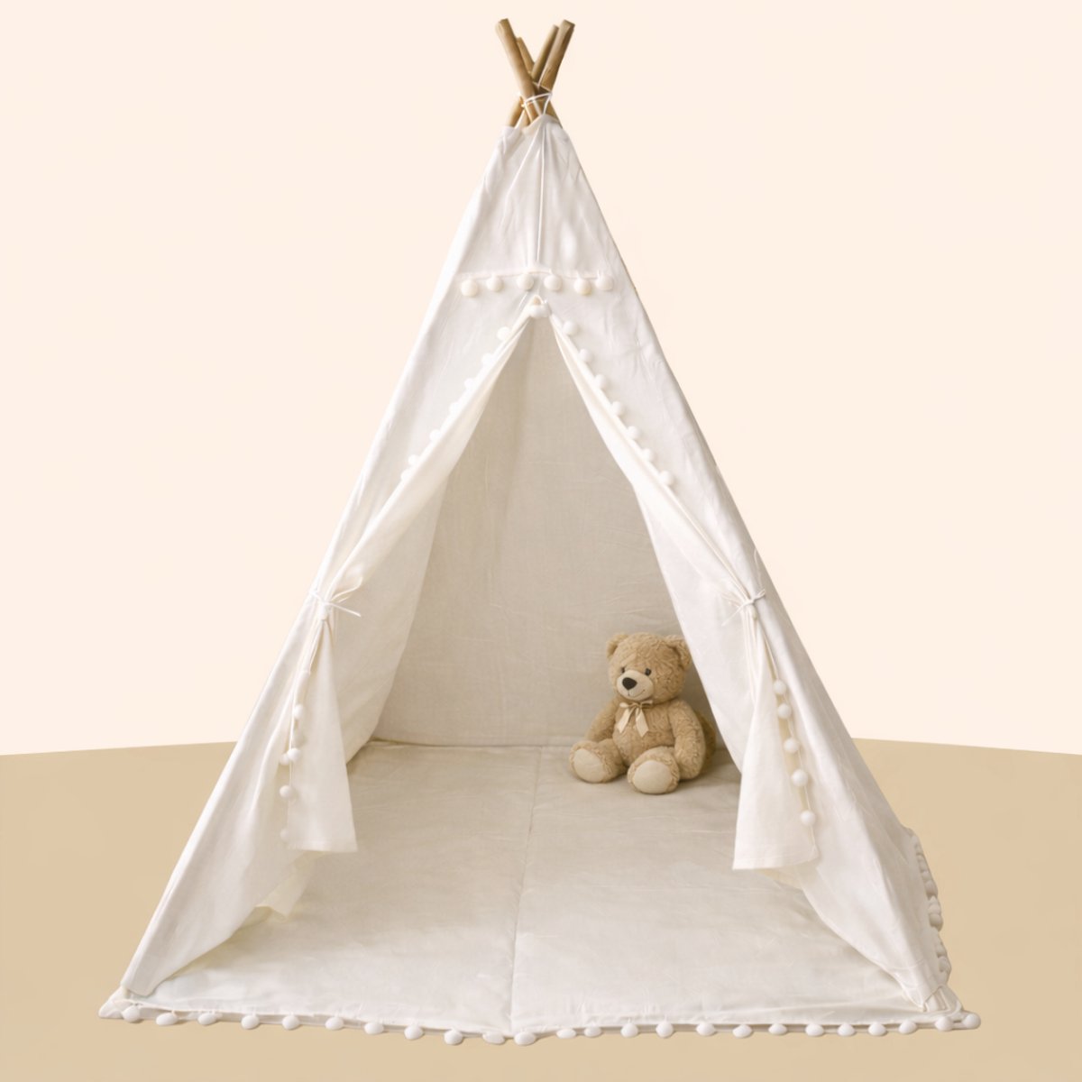 Studio Bloom Kinder Speeltent Tipi Tent Kinderen Meisjes Jongens Speelgoed Kindertent Kind Peuter Speelhuisje - Beige — afbeelding 8