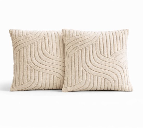Ensemble de 2 Sierkussen 50x50 cm Beige | Coussins intérieurs inclus | Sierkussens carrés, Luxe & Doux pour Canapé & Salon