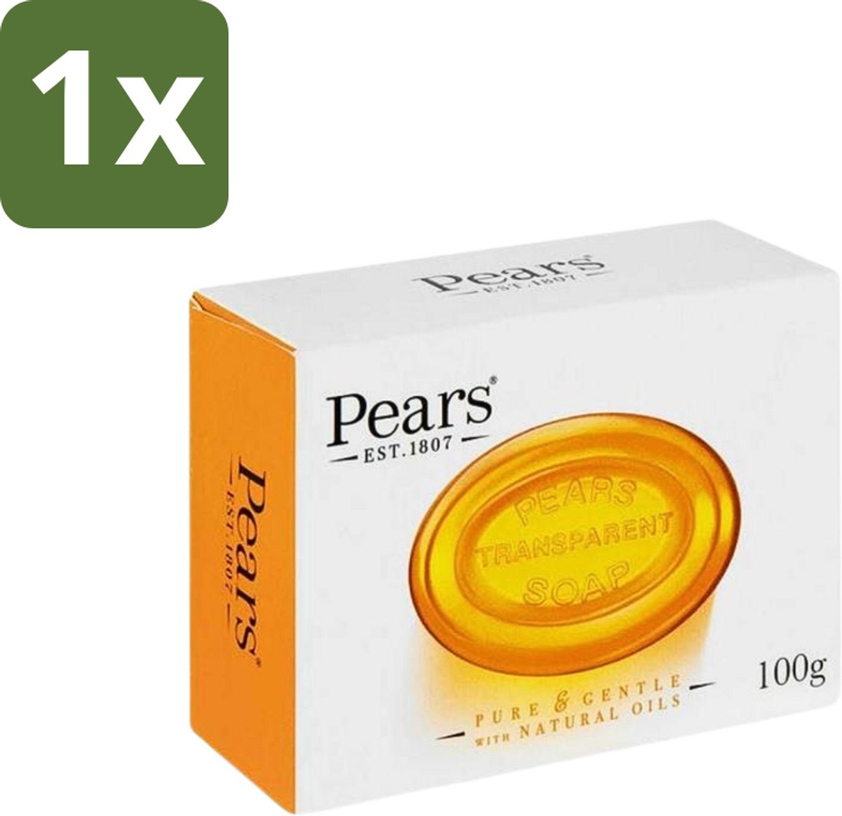 1 x Pears - Zeep - Transparant - Zacht - Gentle Care - 125 Gr - Zeep - Transparant - Gezichtszeep - Lichaamzeep - Verzorgende Zeep