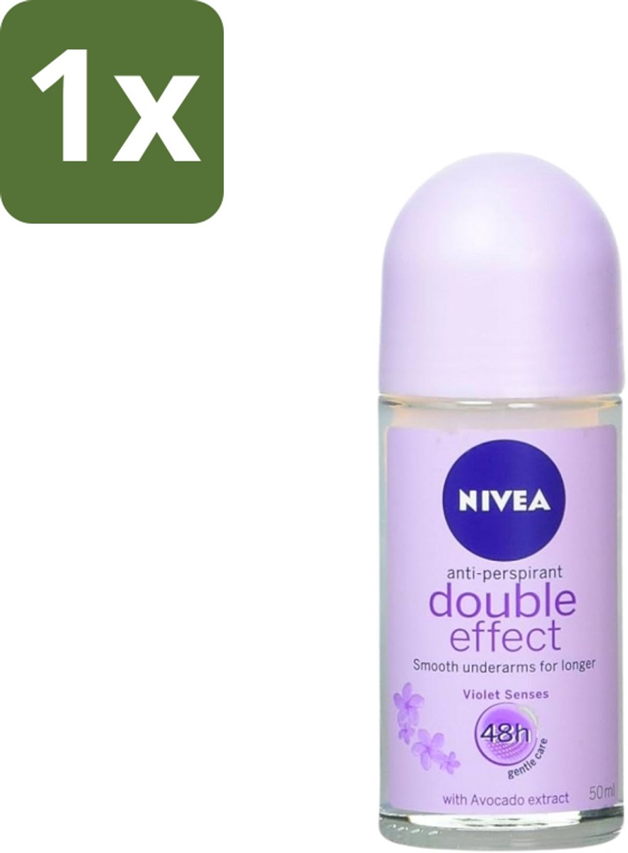 1 x Nivea - Double Effect - Deodorant Roller - 48 Uur Lang Werkend - 50 ml - NIVEA Deodorant Roller - Anti-transpirant - 48 Uur Bescherming - Okselhuid Verzorging - Gevoelige Huid