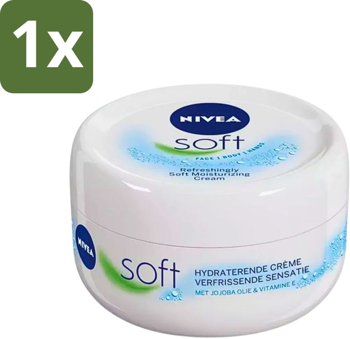 1 x Nivea - Soft Intensive Moisturizing Cream - Face, Body and Hands - 200 ml - Hydratatie - Gezichtscreme - Handcreme - Bodylotion - Vitamine E