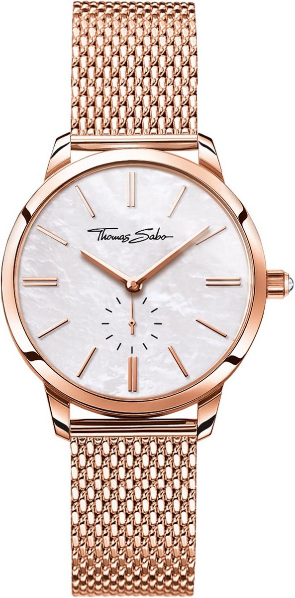 Dameshorloge Roségoud Wit Analoog Kwarts RVS Armband 33 mm