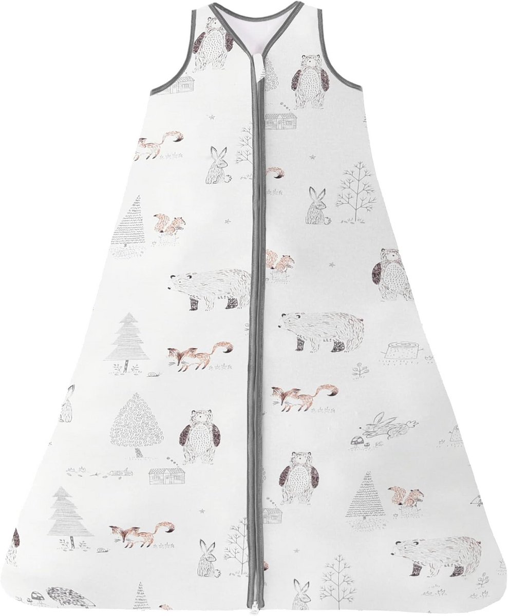 Baby Slaapzak 100% Katoen Zomer & Lente Mouwloos - Verstelbare Lengte 90-105 cm Grijs Bos