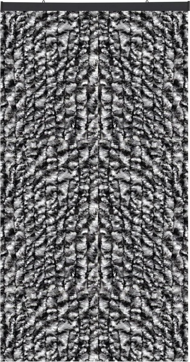 Pluisgordijn Speciaal Maat 120x250cm Zwart Gemêleerd - Insectenwering Deur