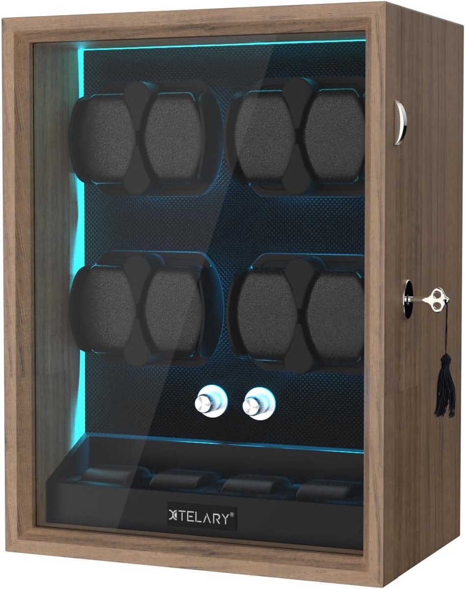 Automatische Horlogeopwinder voor 6-8 Mechanische Horloges met Extra Sieradenvakken