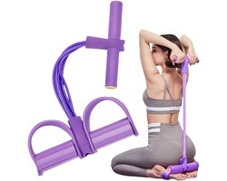 Fitnessweerstandsband - Enkelstrekband met 4 buizen en voetpedaal, verbeterde strekband voor arm- en beenoefeningen, weerstandsband voor buikspieroefeningen met voetpedaal, geschikt voor thuisworkouts en training.