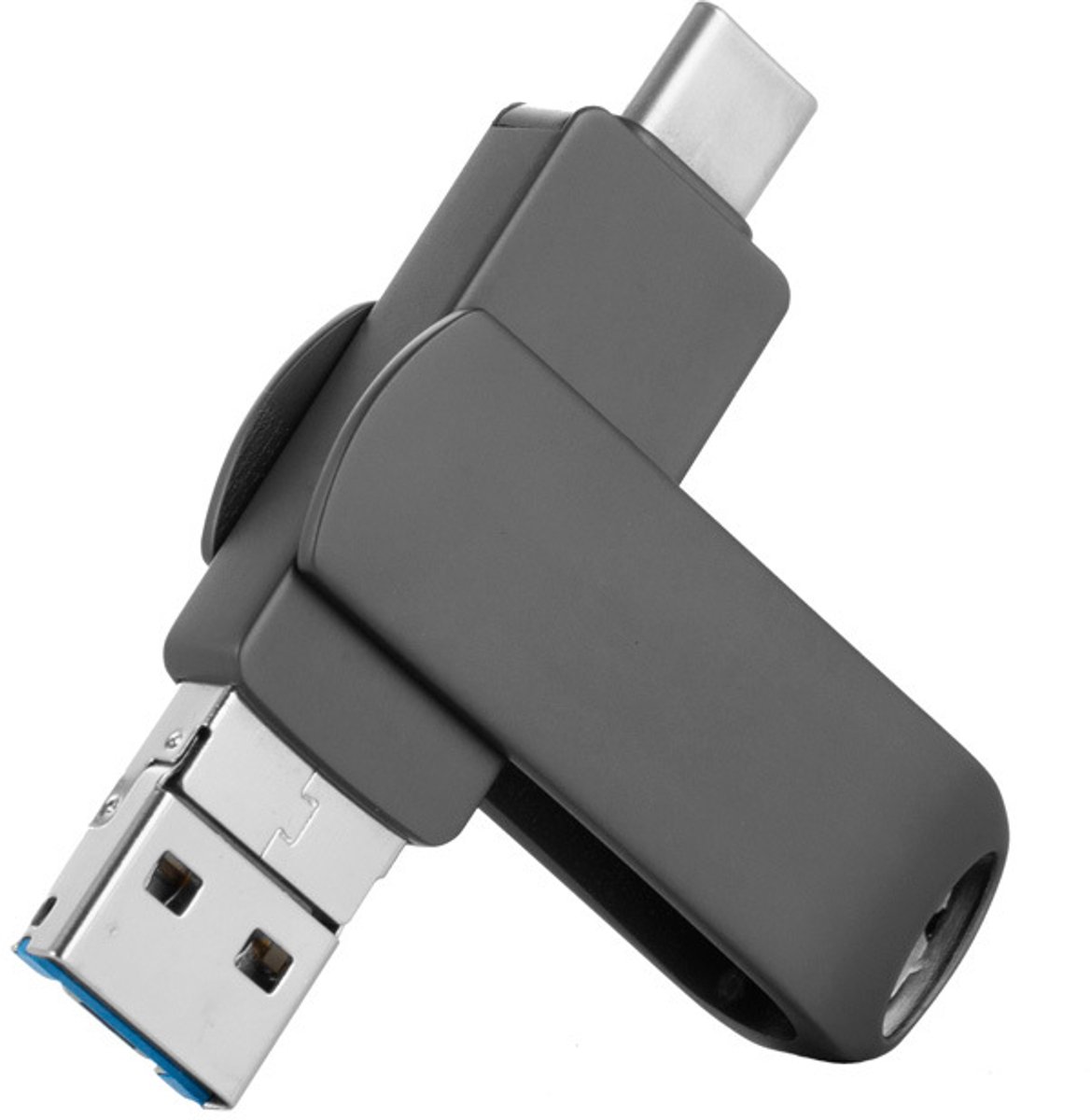 USB-stick - 4-in-1 USB-stick - Metaal - Opslagapparaat voor iPhone, Type-C, Android en computers - 32 GB - zwart