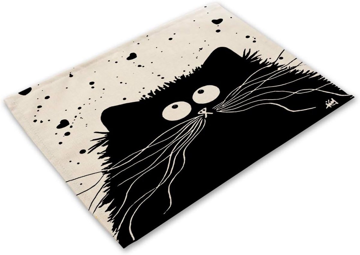 Set van 4 Placemats met Kattenprint voor Eettafel