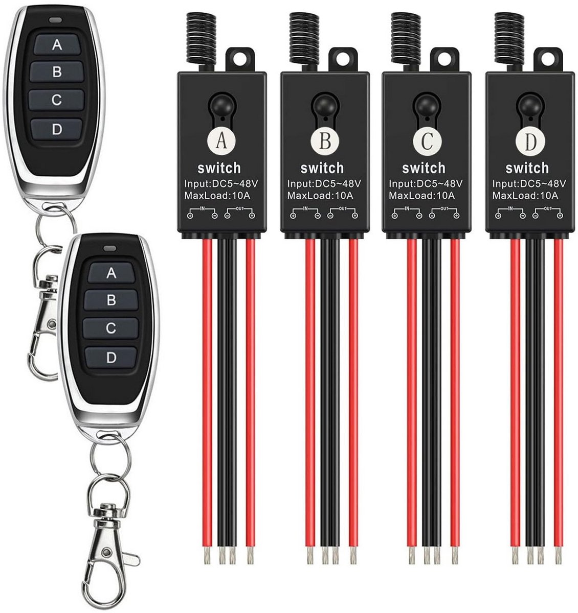 Draadloze Lichtschakelaar Set met Afstandsbediening DC 5V-48V 10A
