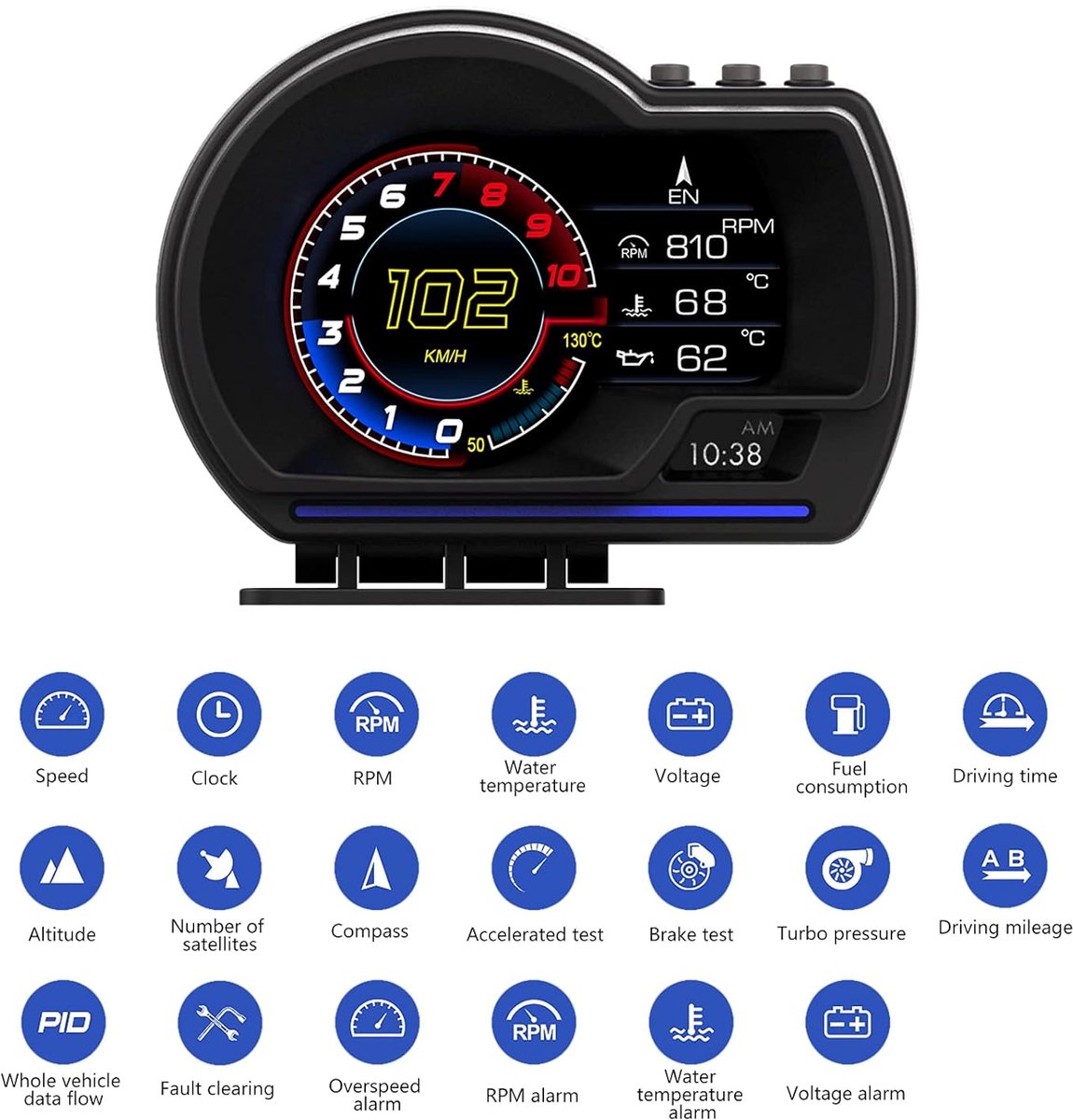 WiiYii Head Up Display P6 - OBD2/GPS thumbnail 4