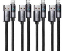 Usb kabel geschikt voor Apple iPhone, iPad en AirPods - Past op 14, 13, 12, 11, x, 8, 7, se pro plus max air 1 2 - Oplaadkabel - Oplaadsnoer - Lader - 4 stuks