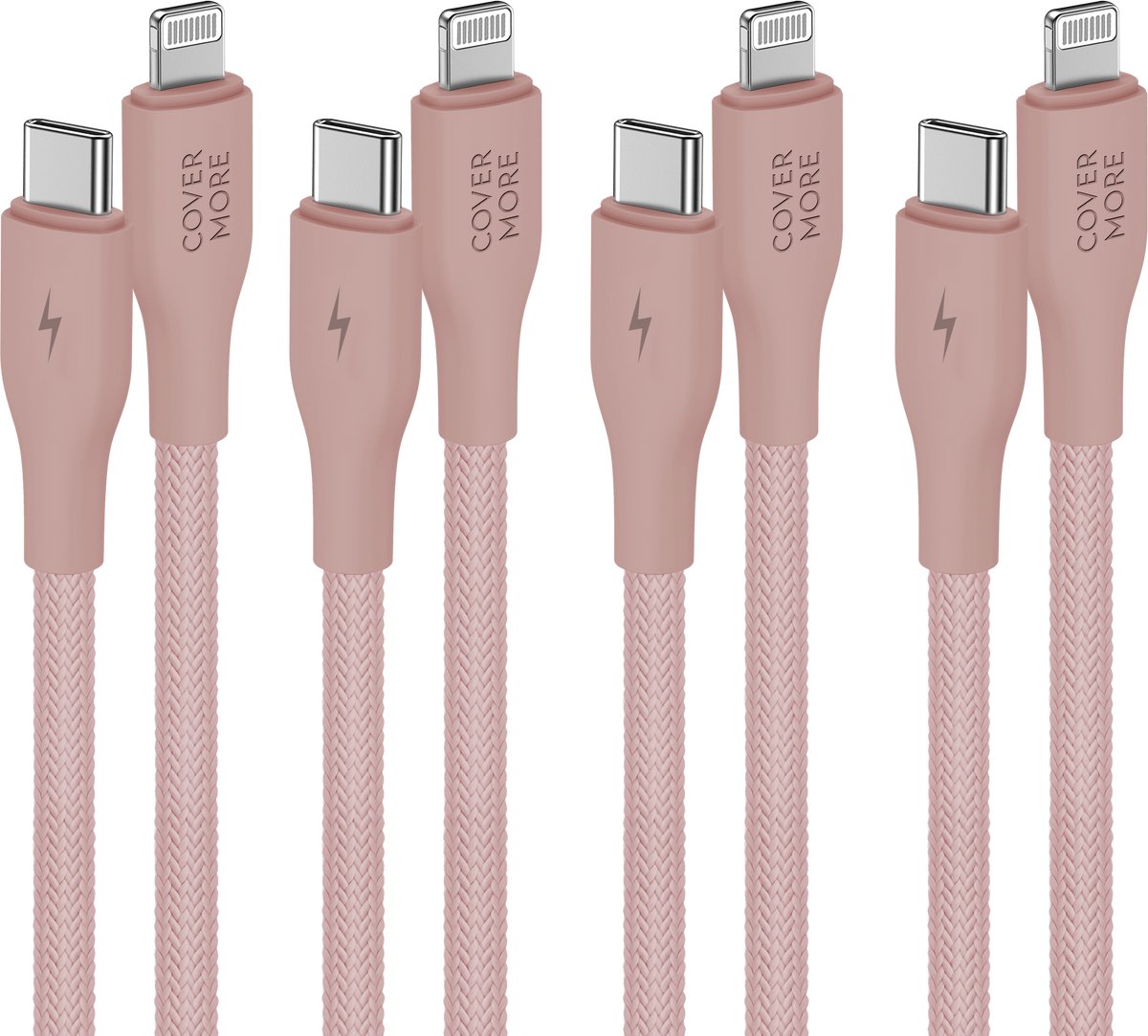 Usb C naar Lightning kabel - 1m - 4 stuks - Roze - Gevlochten - Sterk