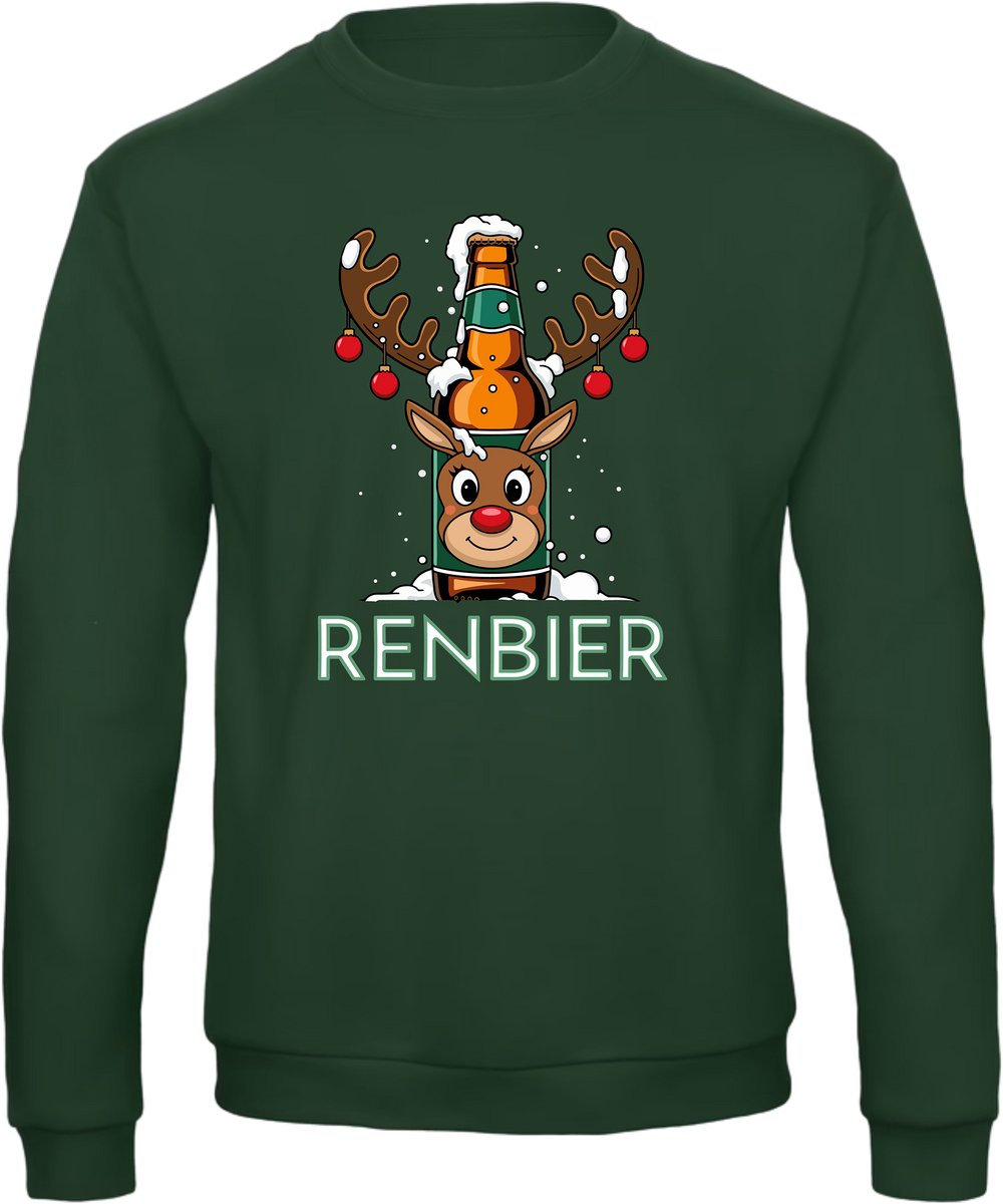 Renbier Kersttrui - Unisex - Kerst - Christmas - Feestdagen - Grappige Trui - Kerstman - Xmas - Foute kerst - Foute Kersttrui - Kerstcadeau - Donkergroen - Maat M