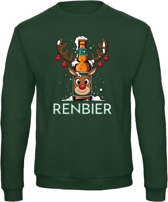 Renbier Kersttrui - Unisex - Kerst - Christmas - Feestdagen - Grappige Trui - Kerstman - Xmas - Foute kerst - Foute Kersttrui - Kerstcadeau - Donkergroen - Maat M
