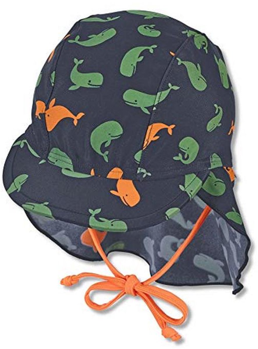 Baby jongens pet met UV-bescherming en nekbescherming - marineblauw - maat 43