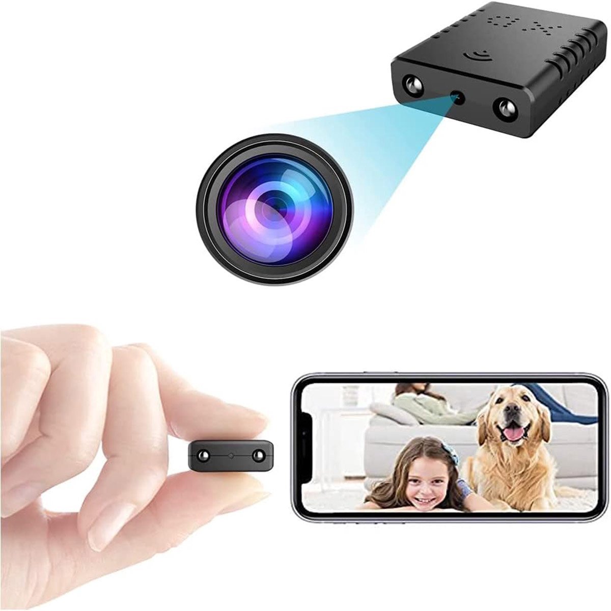 Gsedaox-Spy Camera-Verborgen Camera-Nachtzicht-Beveiligingscamera-Draadloos-Zwart