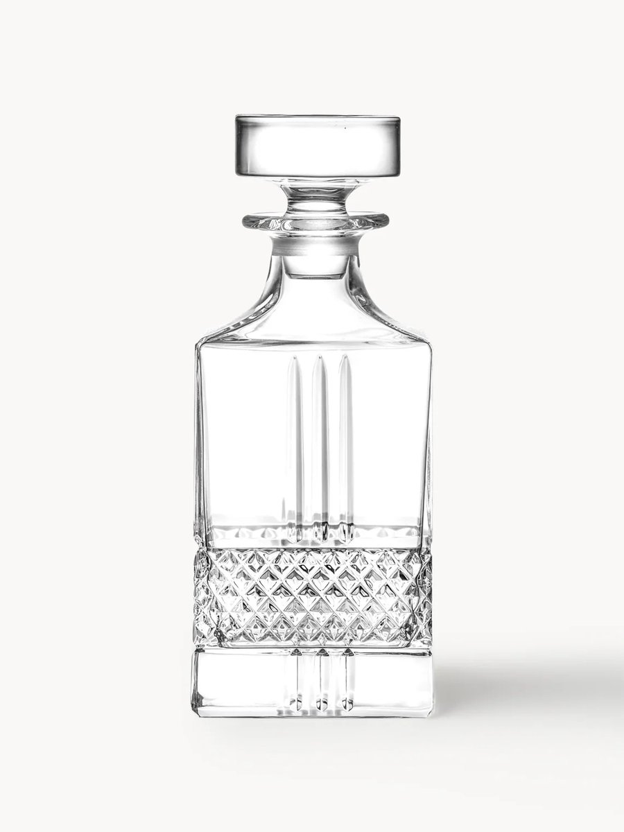 RCR Brilliante Crystal Whiskey/Wine Square Decanter - 850 ml - Vintage Design - cadeau voor mannen