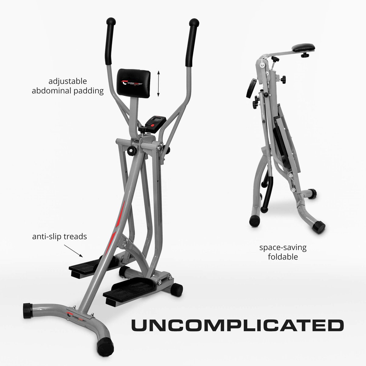 Christopeit Crosstrainer Walker opvouwbaar voor thuisgebruik + beschermmat - LCD - 100 kg thumbnail 2