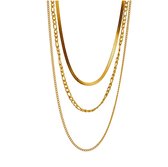 EmmyRovi – Layered Ketting – 3 Laags – Goudkleurig – RVS – 34/40/46 cm
