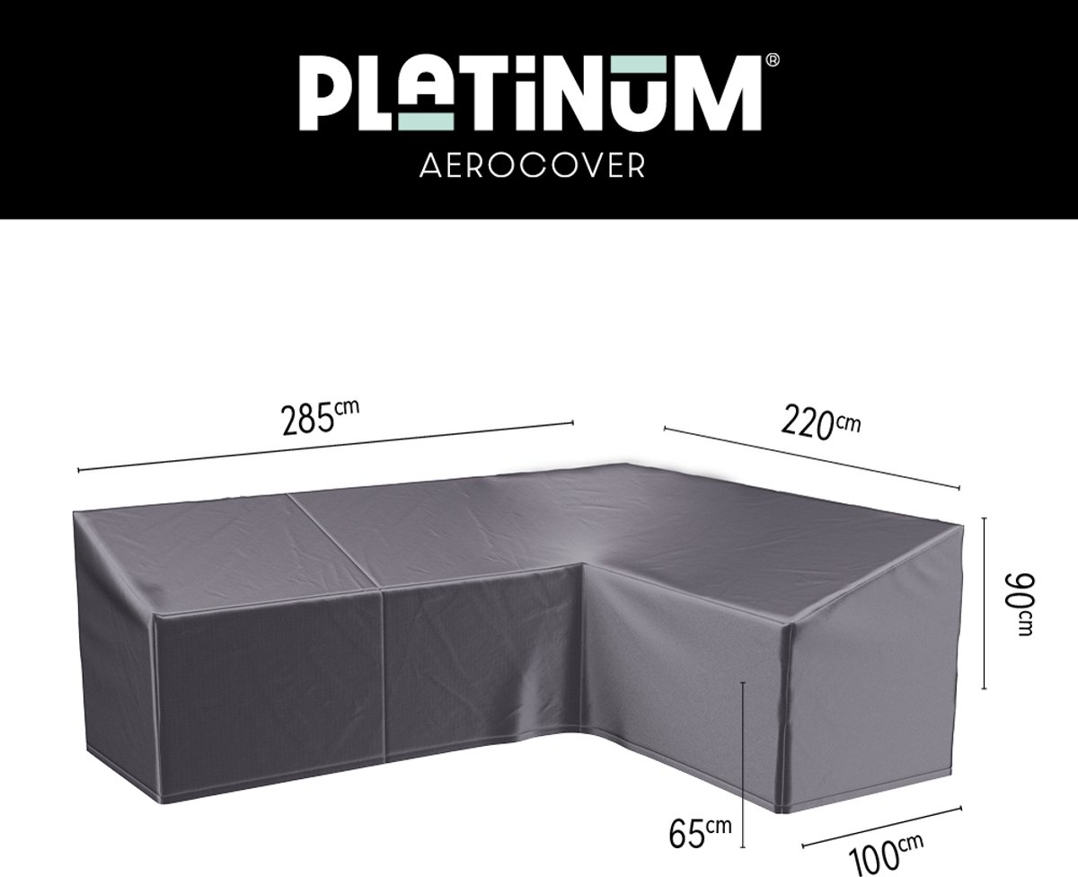 Platinum AeroCover - Loungebankhoes L-vorm - 285x220x100xH65/90 Rechts - Ademend - Waterproof - Hoge kleurechtheid Antraciet