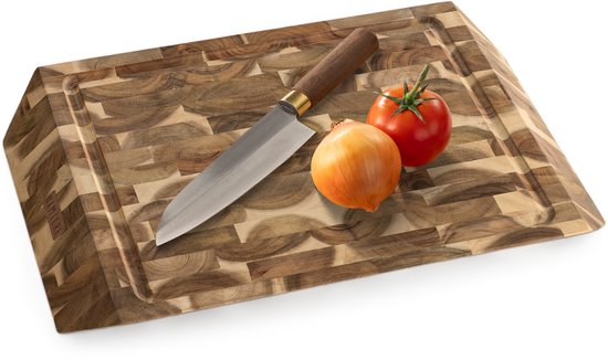 Bloc à découper Sharp Namture – Planche à découper en bois d'acacia 45 x 30 cm – Extra épaisse 4 cm – Antidérapante – Huile de Premium