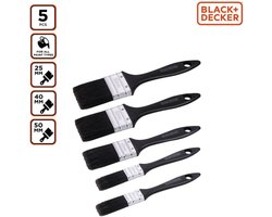 BLACK+DECKER Platte Verfkwastenset – 5-delige Kwastenset voor Strak en Streeploos Schilderwerk – Geschikt voor Meubels, Deuren, Kozijnen & Grote Oppervlakken
