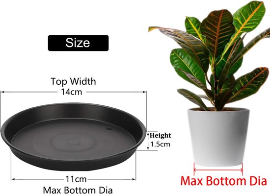 5 stuks planten schotels plastic plantenpot schotels bloempot druppelbakken voor binnen- en buitenplanten - grijs, 14 cm van Merkloos	 — afbeelding 2