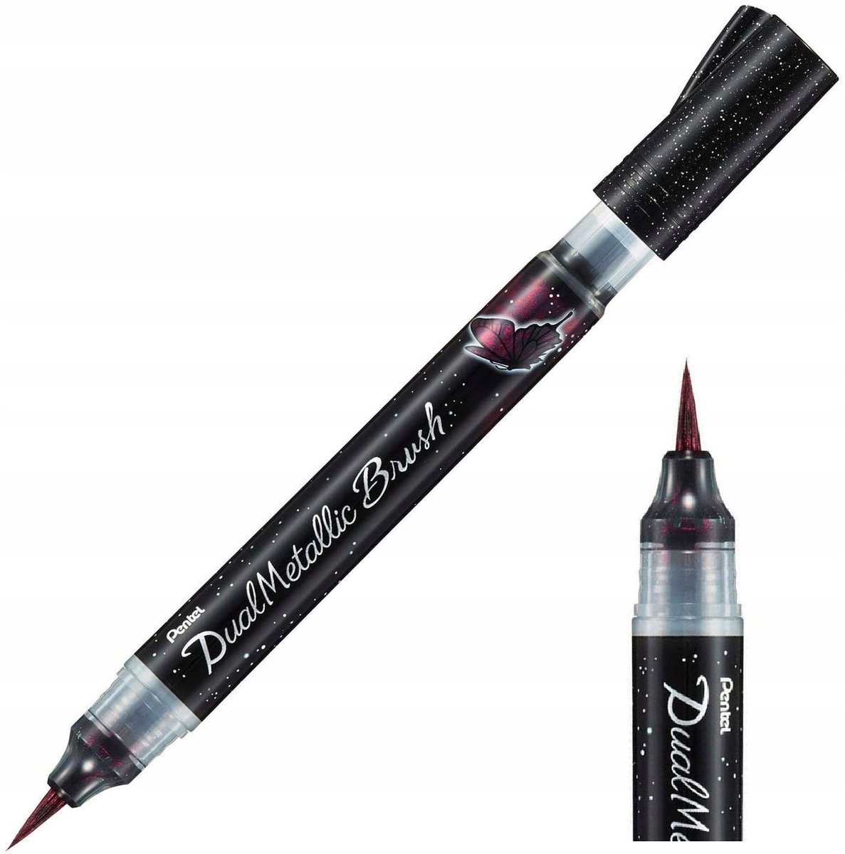Pentel Brush Pen Calligraphy Marker Dual Metallic Zwart