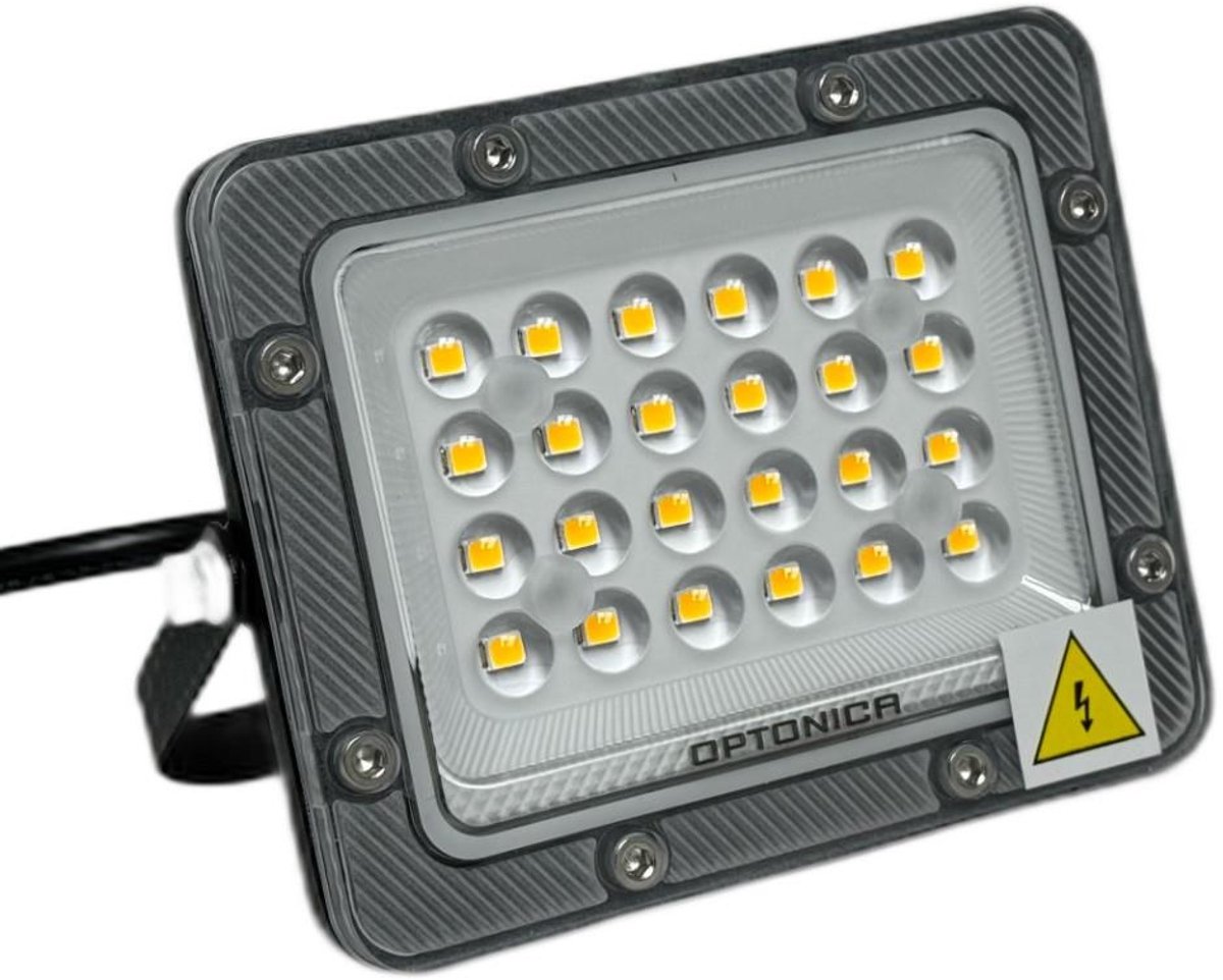 Optonica LED Bouwlamp 20W – 2000lm – 3000K – Zwart – IP65 – Floodlight voor Bouw & Werkplaats