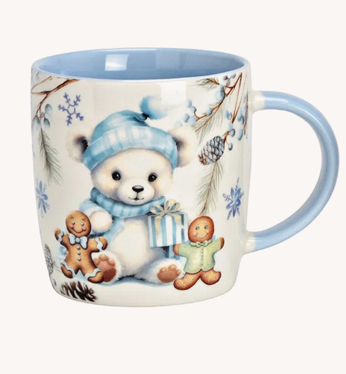 Mok beer decor blauw (B/H/D) 12x9x8cm 350ml