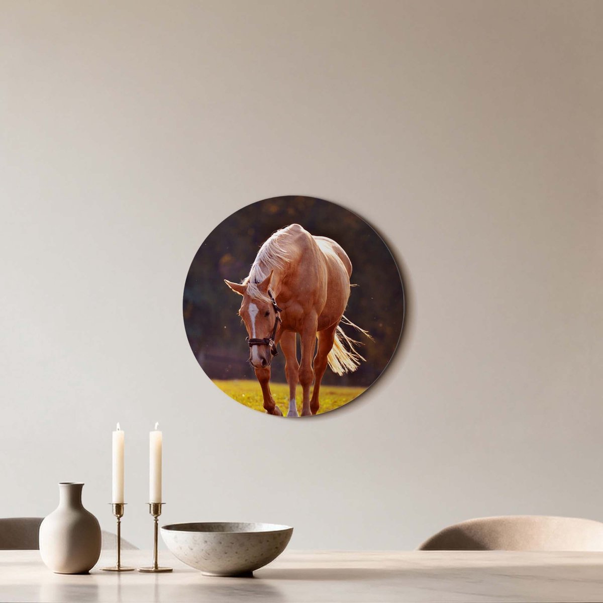 KitchenArt - Golden Serenity - Muurcirkel Binnen - ø 40 cm - Wandcirkel - Mét Ophangsysteem - Wanddecoratie - Muurdecoratie