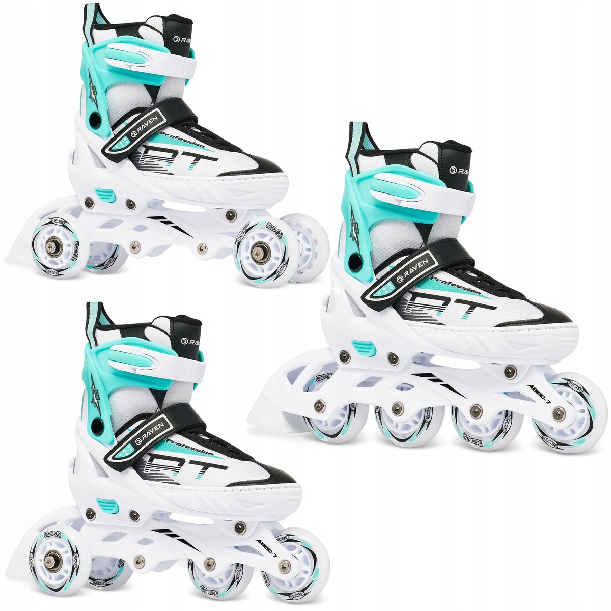 RAVEN Profession 3-in-1 Inline Skates/Rolschaatsen Wit/Mint 31-35 RAVEN Profession 3-in-1 Inline Skates/Rolschaatsen Wit/Mint 31-35