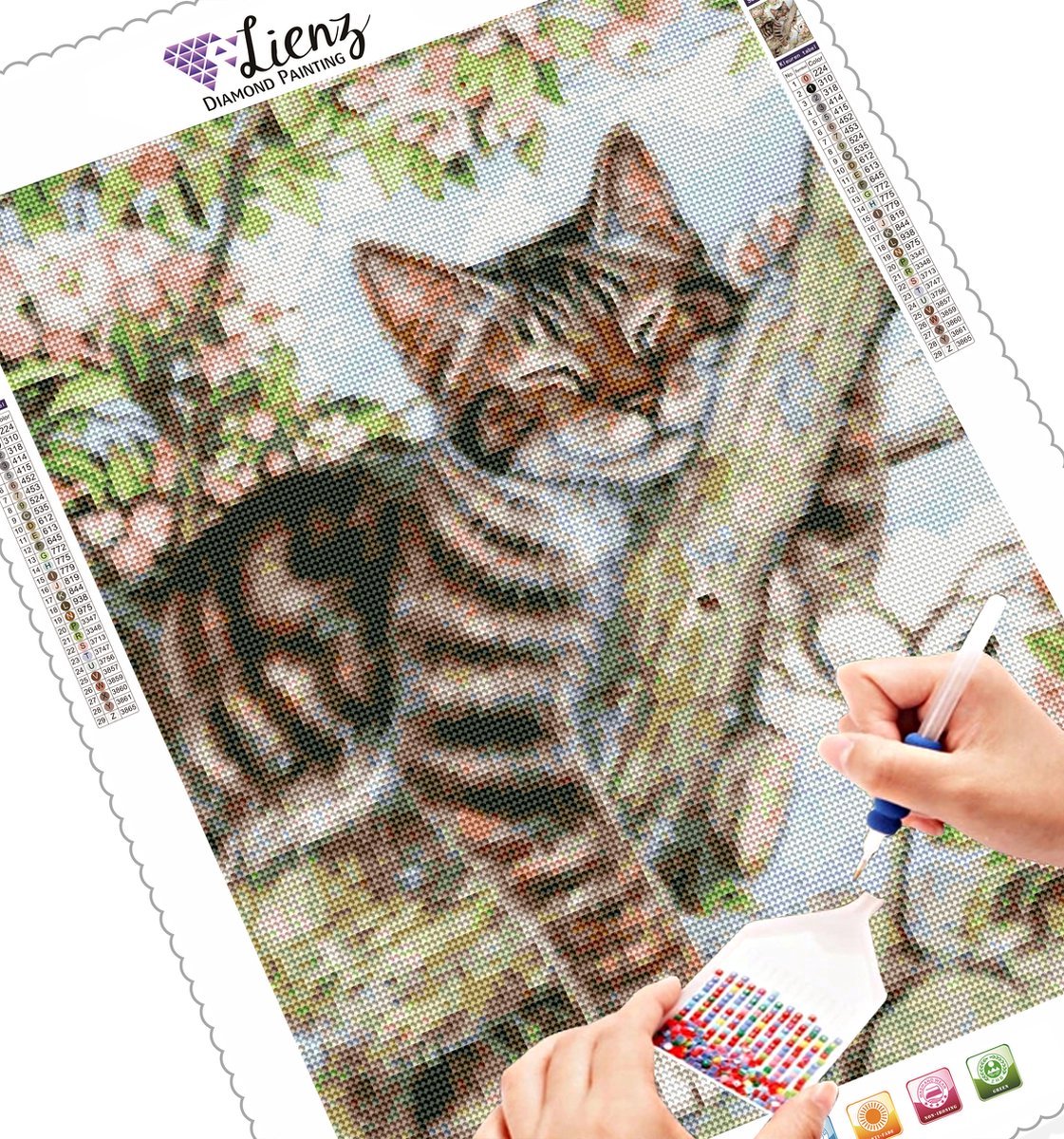 Lienz® Diamond Painting volwassenen 30x40cm – Rond - Poes - Kat - Volledig - Pakket Volwassenen en Kinderen — afbeelding 3