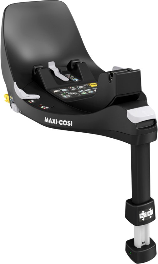Zijaanzicht van de Maxi-Cosi FamilyFix 360 autostoel base met verstelbare steunpoot.