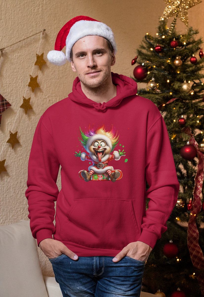Crazy Santa - Kersttrui - Kerst Trui Rood - Grappig Kersttrui - Maat M - Limited Edition