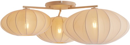 QAZQA bida - Plafonnier Japandi - 3 lumières - L 80 cm - Beige - Salon | Chambre à coucher