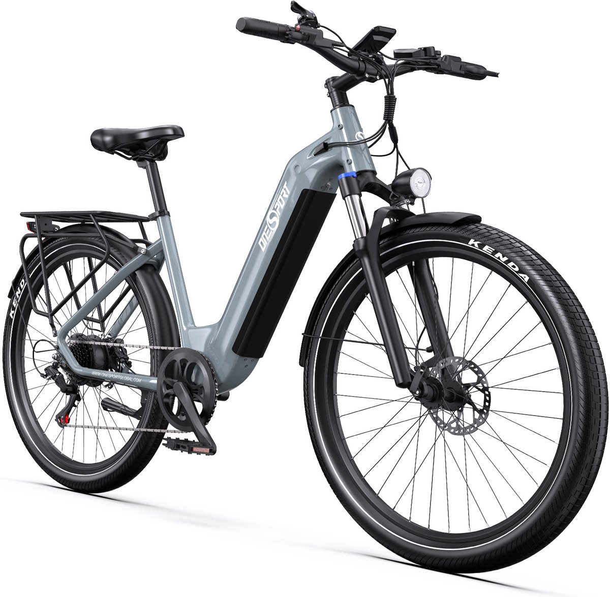 【Eindejaarsdeal】Elektrische Fiets ONESPORT OT05 - 120 km Actieradius - 36V 18.2Ah/655Wh Accu - 27.5 Inch Wielen - Shimano 7 Versnellingen - Hydraulische Schijfremmen - Aluminium Frame - LED Display & APP - Elektrische Stadsfiets - Grijs - 【Eindejaarsdeal】Elektrische - €969,00