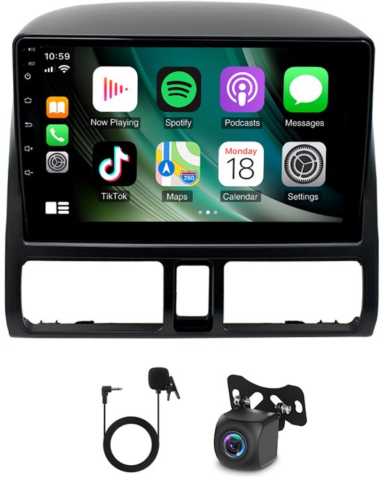 9 Inch Auto Radio Android 15 Met Compatible Carplay GPS Voor Honda CRV 2001-2006 2GB+64GB FM/RDS SWC Split Screen AHD Camera Bluetooth WIFI Aftermarket Compatible