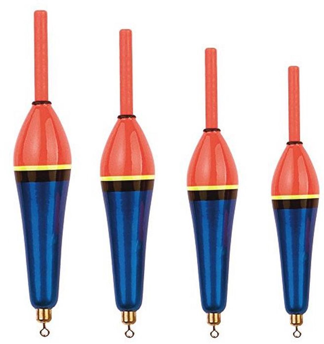 Set van 4 multi-kleurige forel dobbers voor een succesvolle viservaring