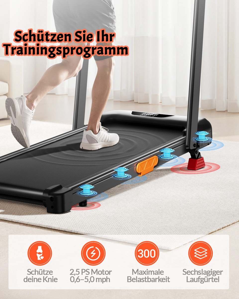 6 Loopband 6 in 1 8 km/h Inklapbaar Zwart - afbeelding 2