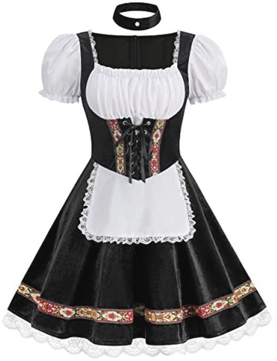 Oktoberfest Kostuum Dames - Duitse Bierjurk - Beierse Jurk met Korte Mouwen