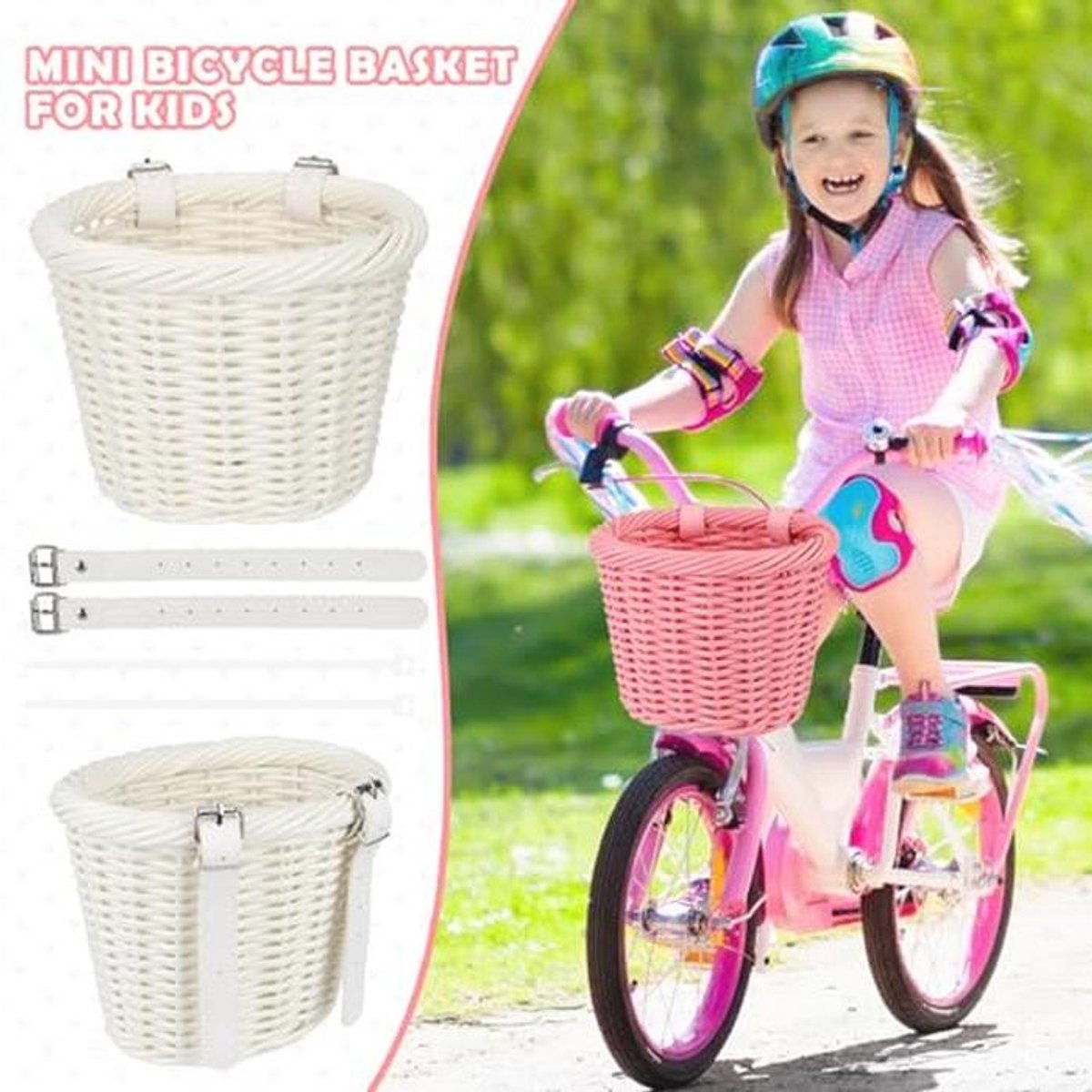Kleine Fietsmand voor Kinderen - Handgevlochten Stuurmand voor Loopfiets of Scooter