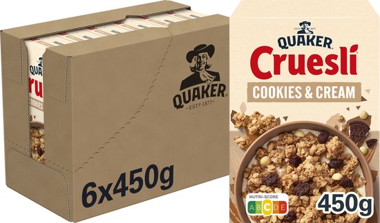 Quaker Cruesli Cookies & Cream - Ontbijtgranen - 6 x 450 gram