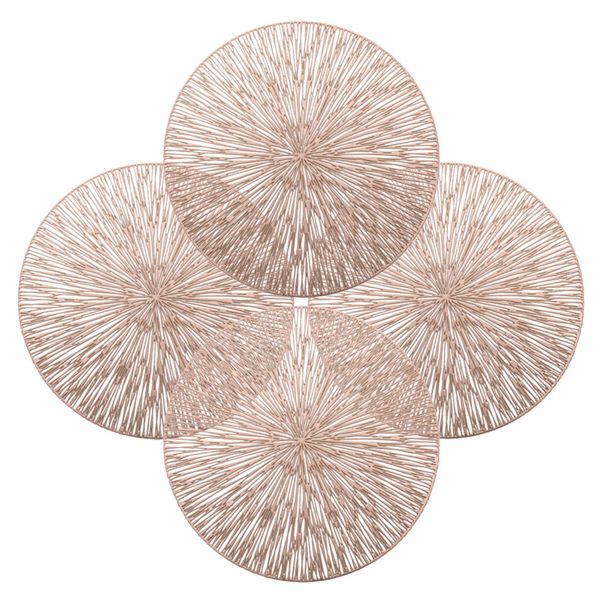QTTVBTNA - 4-delige Set Placemat - PVC - Herbruikbaar en hittebestendig - Tafelaccessoire - Tafeldecoraties - Roze Goud - Ø38cm