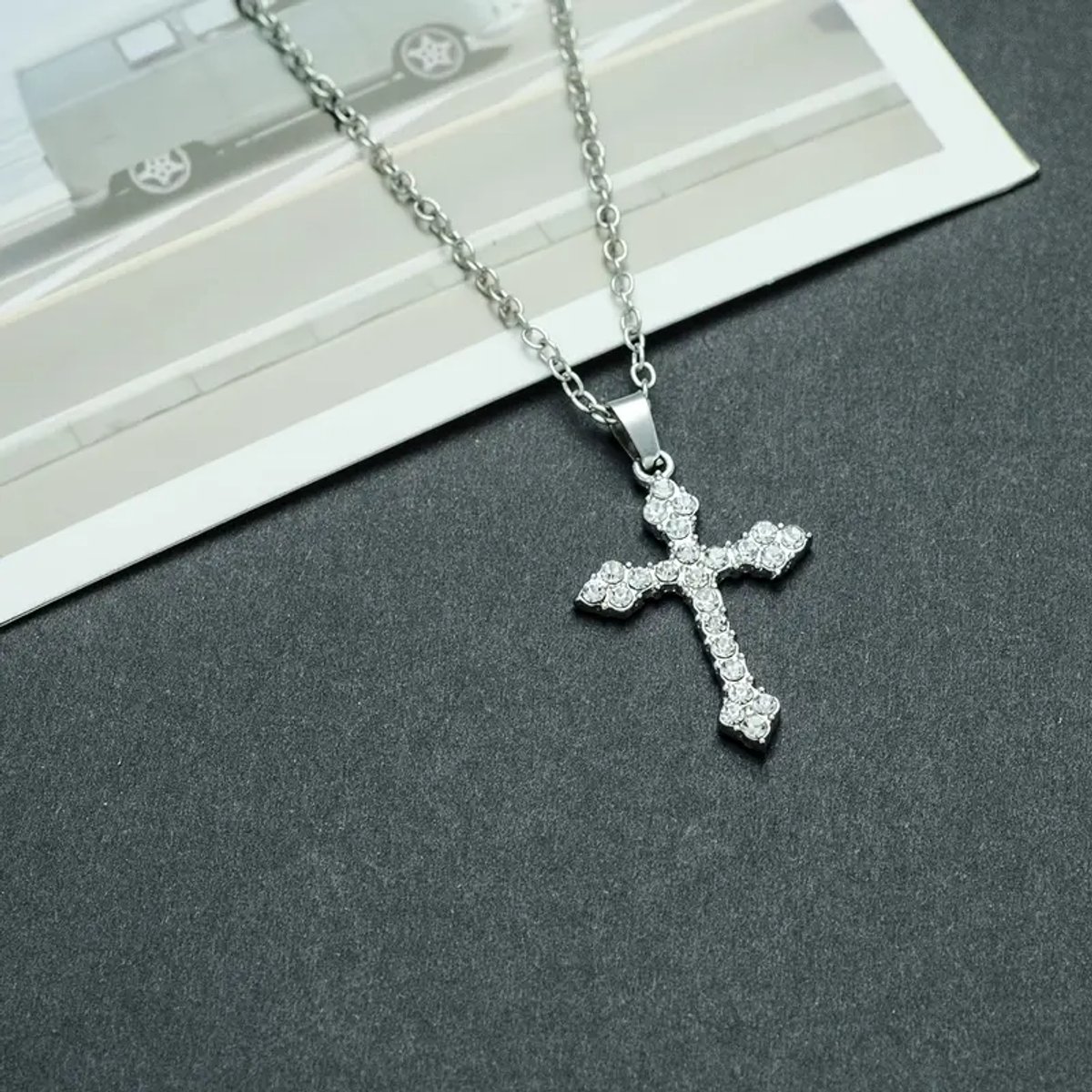 Ketting met kruis strass klein | Kruis | Ketting | Strass | Geloof