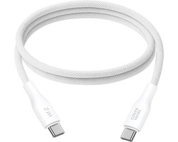 Long câble USB C - Super fast charge et quick charging - Câble de recharge - Câble de données - Charge rapide - Convient pour téléphone et tab Samsung galaxy - Robuste - Longue durée de vie - 2 mètres - Wit