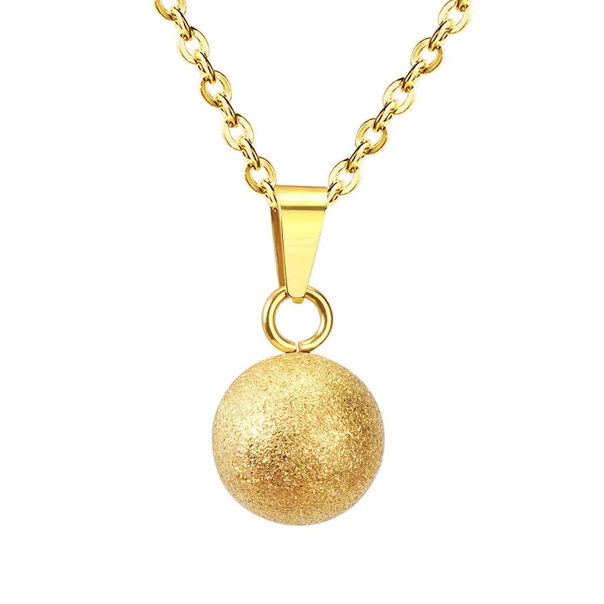 Planet Pink - Ketting glitter planeet goud - Stainless Steel - Roestvrij Staal rvs - Waterproof