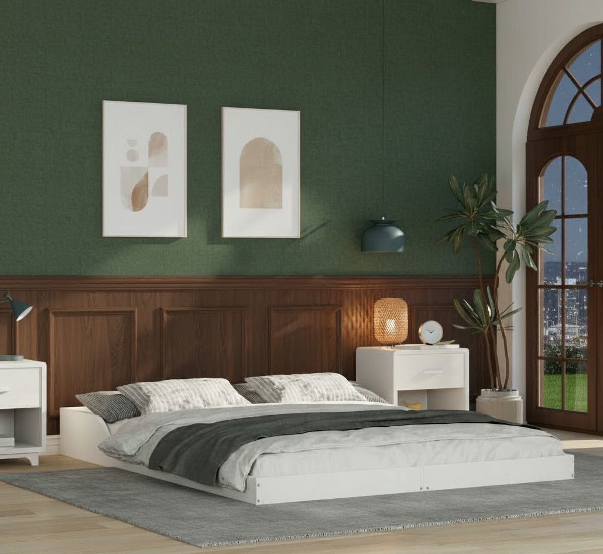 Luxe Massief Grenenhouten Bedframe 140x200 cm – Minimalistisch & Modern Scandinavisch Design – Wit Houten Bed met Lattenbodem – Stevig, Duurzaam en Stijlvol Slaapkamerbed