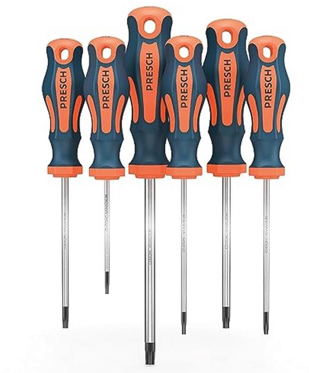 6-delige Schroevendraaierset - Magnetische Star Schroevendraaiers met Ergonomische Handgreep - Professionele TX Schroevendraaiers